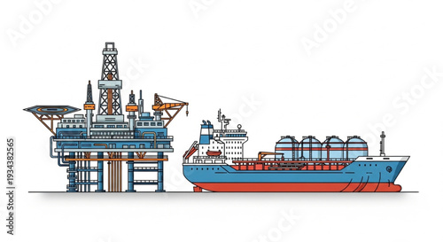 Offshore Oil Rig Platform Ship.