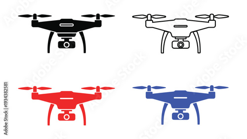 Four different types of quadcopter drones in various colors and designs