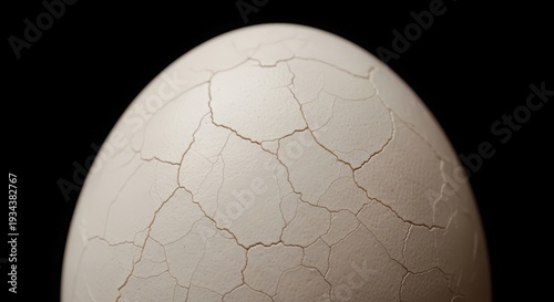 Close up of cracked white egg shell