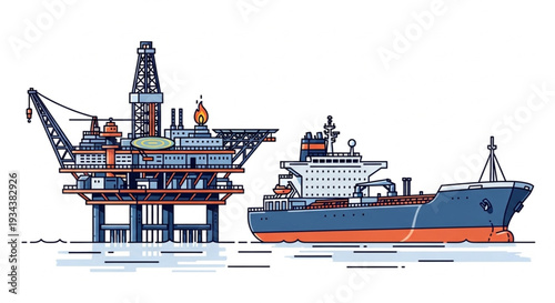 Offshore Oil Rig Platform Station.