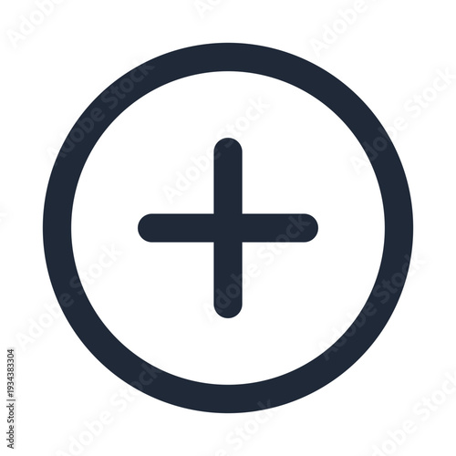 simplistic plus sign icon in a bold style against a clean background with copy space
