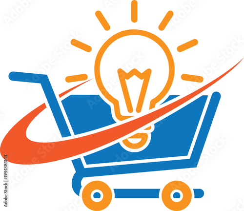 Smart Shopping Cart Lightbulb Logo Ecommerce Idea