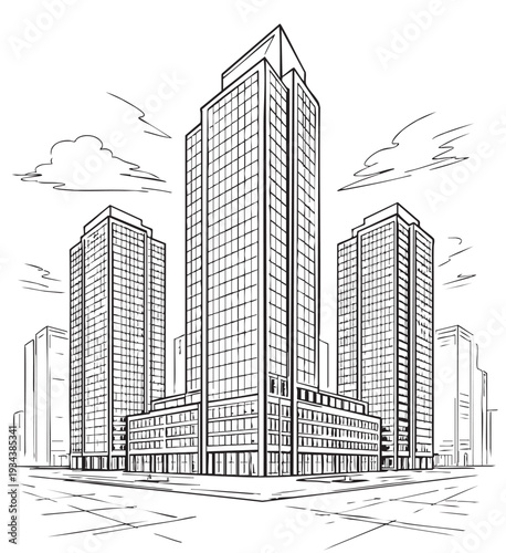 High rise building sketch. Architecture