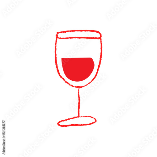Minimalist Red Wine Glass Line Drawing, Simple Hand Drawn Beverage Illustration for Restaurant Menu,  Wall Art, Icon Design, Social Media Graphics