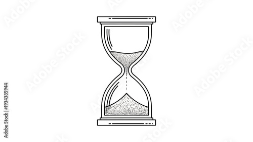 Hourglass with Sand Flowing, Symbol of Time Passing and Urgency