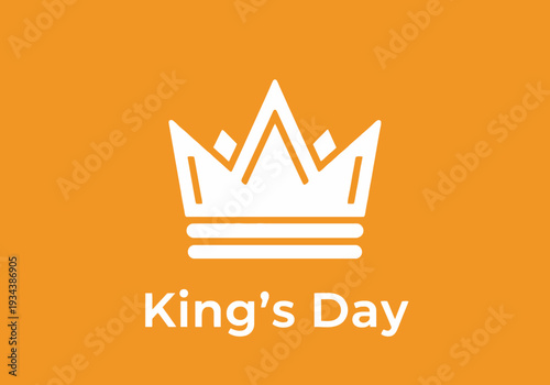 Stylized White Crown Icon for Kings Day Celebration.