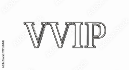 Metallic 3D letters "VVIP" casting subtle shadows on a white background