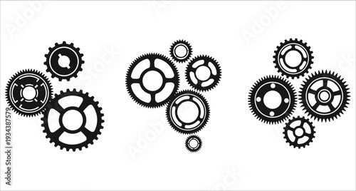 Set of Mechanical Gears Vector Illustration for Industrial Design