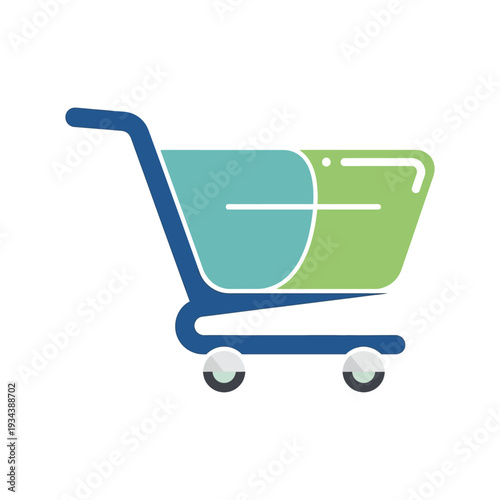 Shopping cart icon with wheels.