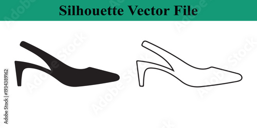 High heel shoes silhouette vector file for graphic design projects  isolated on white