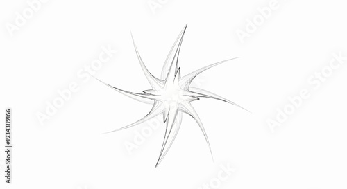Abstract spiky starburst shape with grey lines on white background