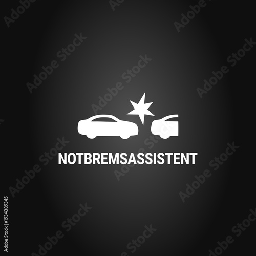 Notbremsassistent, German autonomous brake assistant warning icon