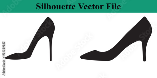 Highheeled shoes silhouettes for fashion design and illustration purposes