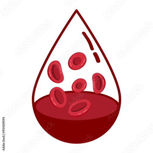 Blood Drop Illustration - Red Blood Cells Inside a Liquid Droplet