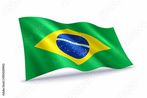 Brazil Waving Flag Isolated on White