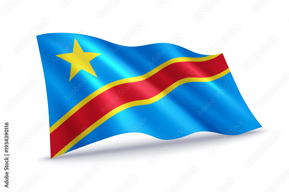 Fototapeta premium DR Congo Waving Flag Isolated on White
