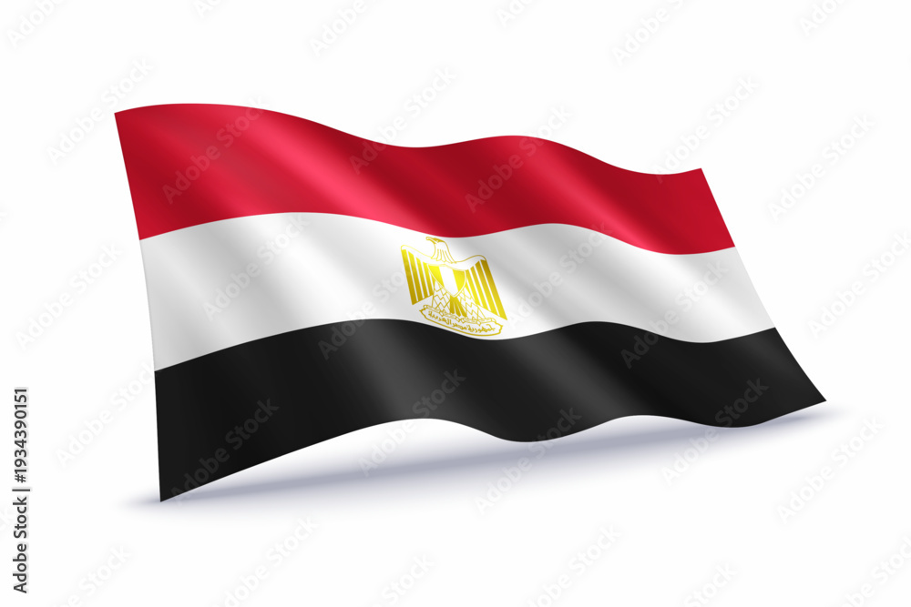 Fototapeta premium Egypt Waving Flag Isolated on White