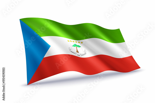 Equatorial Guinea Waving Flag Isolated on White