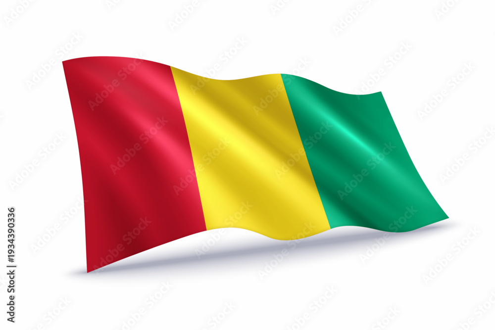 Obraz premium Guinea Waving Flag Isolated on White