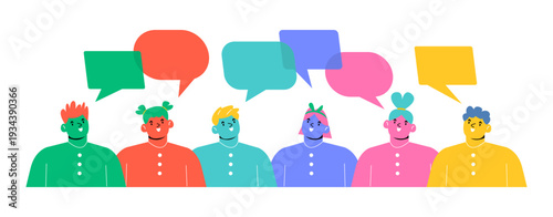 Group of people speaking. Communication concept. Colorful vector illustration