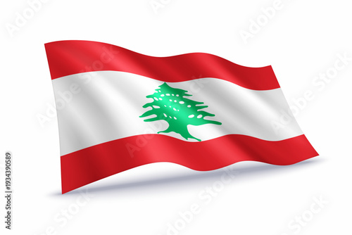Free Download Lebanon Waving Flag Isolated on White - GFXLoad