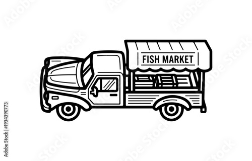 Stylish fish market food truck for street food vendors
