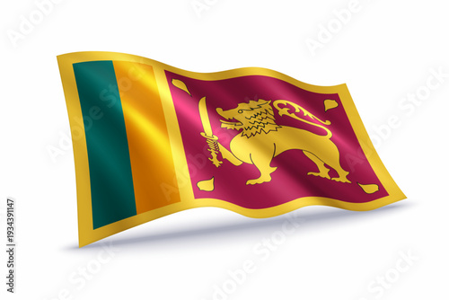 Sri Lanka Waving Flag Isolated on White