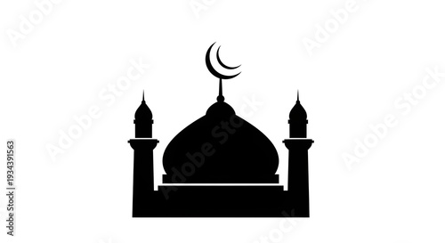Islamic mosque architecture with crescent moon