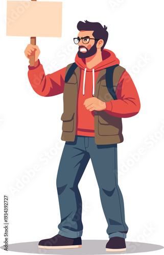 uomo che protesta manifestazione riunione politica azione vettoriale 