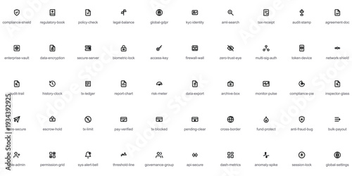 Financial Compliance & Regulatory Security Vector Line Icons