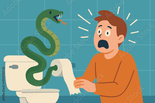 Toilet Paper Roll Replaced with Fake Snake Coil Prank