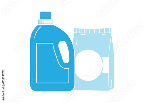 Washing liquid softener in  plastic bottle for housekeeping use.