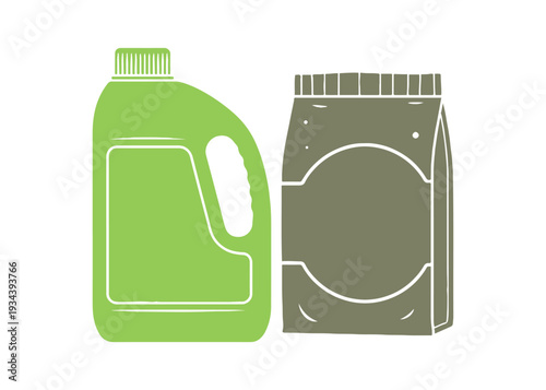 Flat illustration of laundry softener bottle with ergonomic handle.