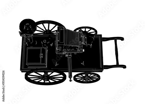 Vintage camera, old film camera, black illustration, photography equipment, retro style