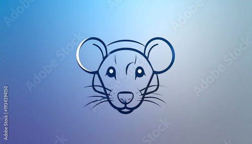 Blue-toned illustration stylized mouse head with prominent ears against a gradient background