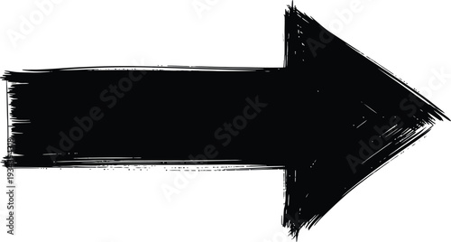 A black brush stroke right arrow on a white background