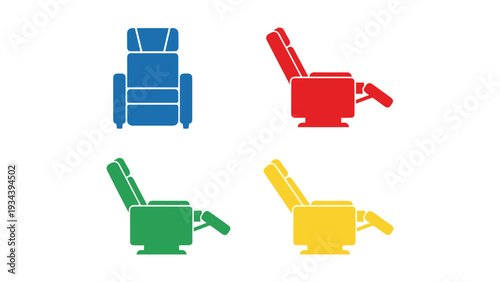 Colorful icons representing different types of office and household furniture