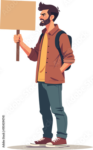 uomo che protesta manifestazione riunione politica azione vettoriale 