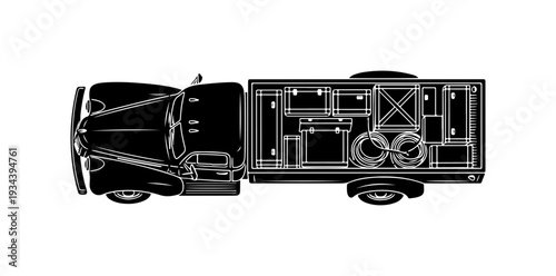 Vector RV, camper trailer, motorhome floor plan, travel vehicle, caravan layout