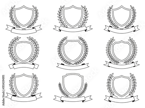 Heraldic Shield and Laurel Wreath Vector Illustration