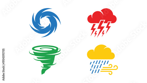Four distinct weather icons representing different atmospheric conditions