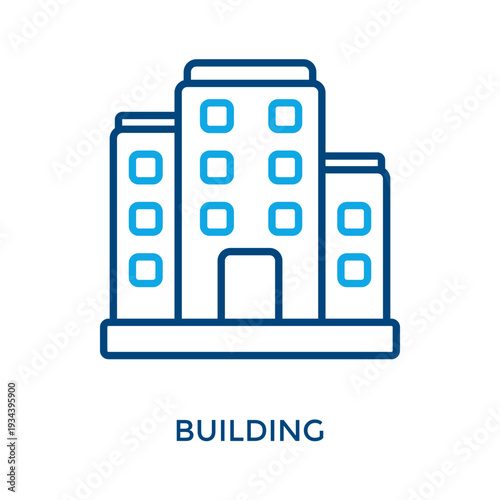 Building Icon Outline Color Style. Vector Illustration For Graphic Design
