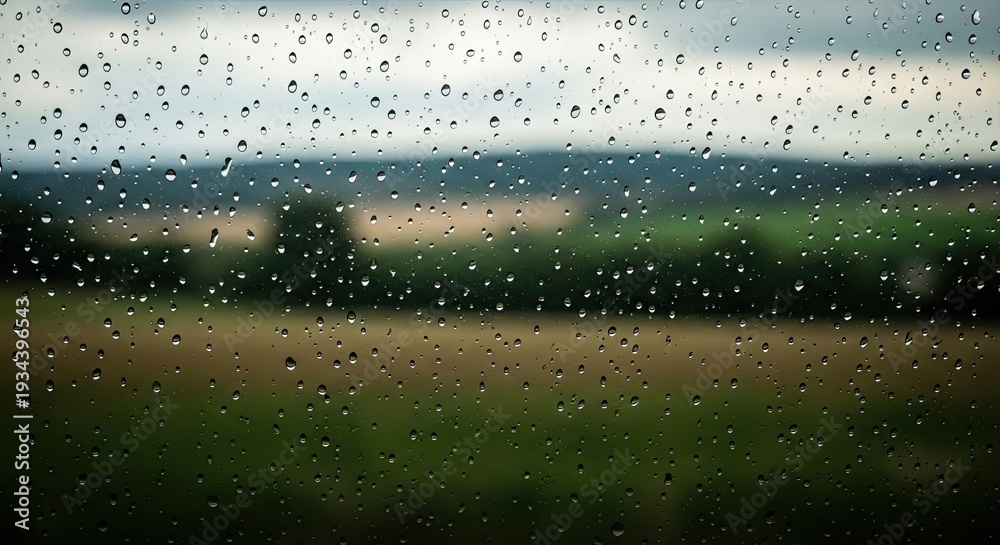 Fototapeta premium Rainy day view from window pane.