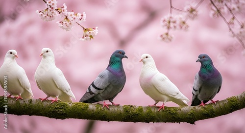 pigeon on the pink background gardan