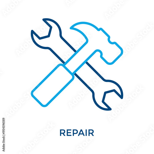 Repair Icon Outline Color Style. Vector Illustration For Graphic Design