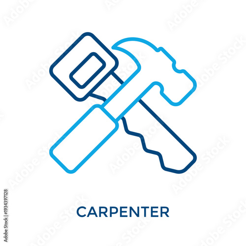 Carpenter Icon Outline Color Style. Vector Illustration For Graphic Design