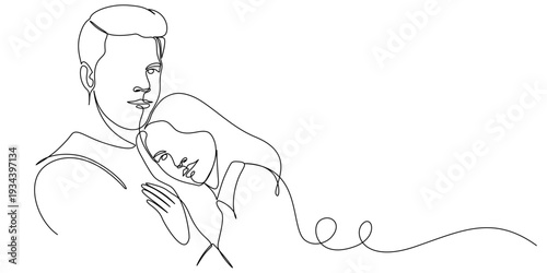 Line art wedding couple vector illustration