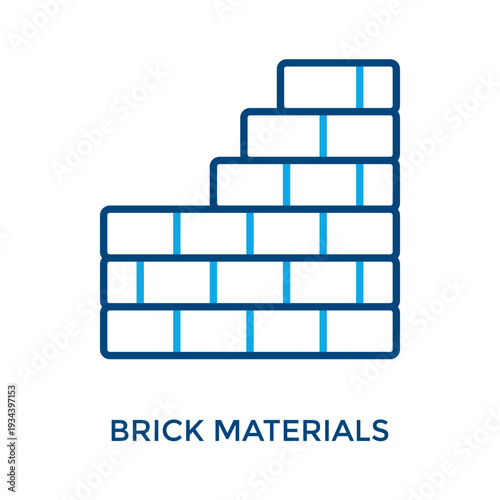 Brick Materials Icon Outline Color Style. Vector Illustration For Graphic Design