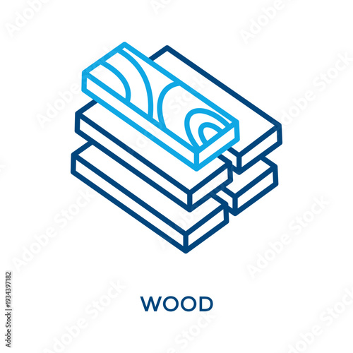 Wood Icon Outline Color Style. Vector Illustration For Graphic Design