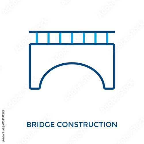 Bridge Construction Icon Outline Color Style. Vector Illustration For Graphic Design